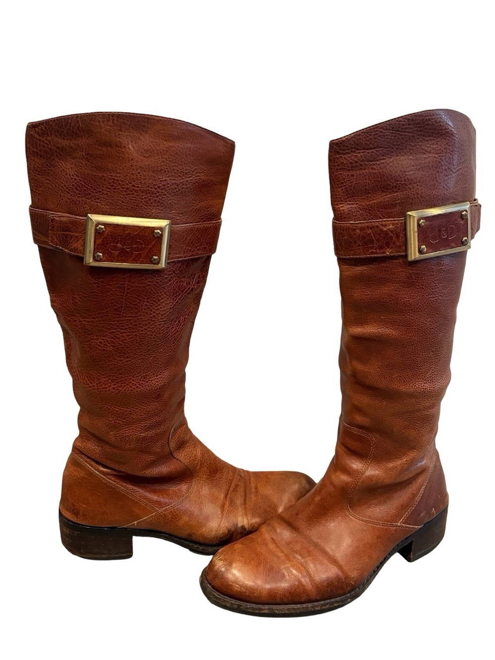 Women's Over-the-Knee Leather Riding Boots in Cognac